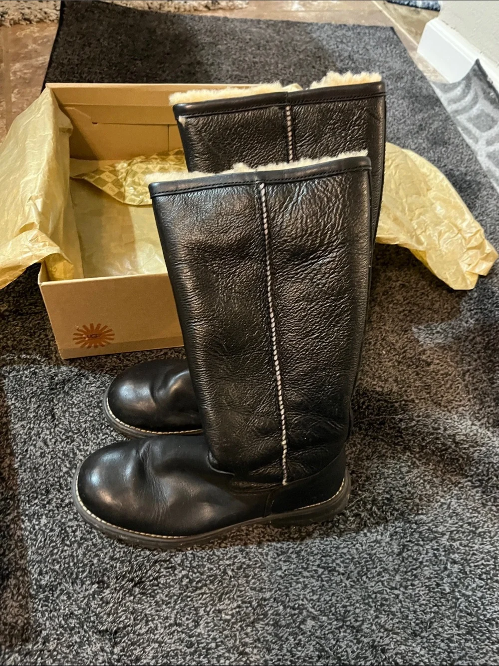 UGG Women’s Black Shearling-Lined Winter Boots Size 7. Worn one time. Like new.